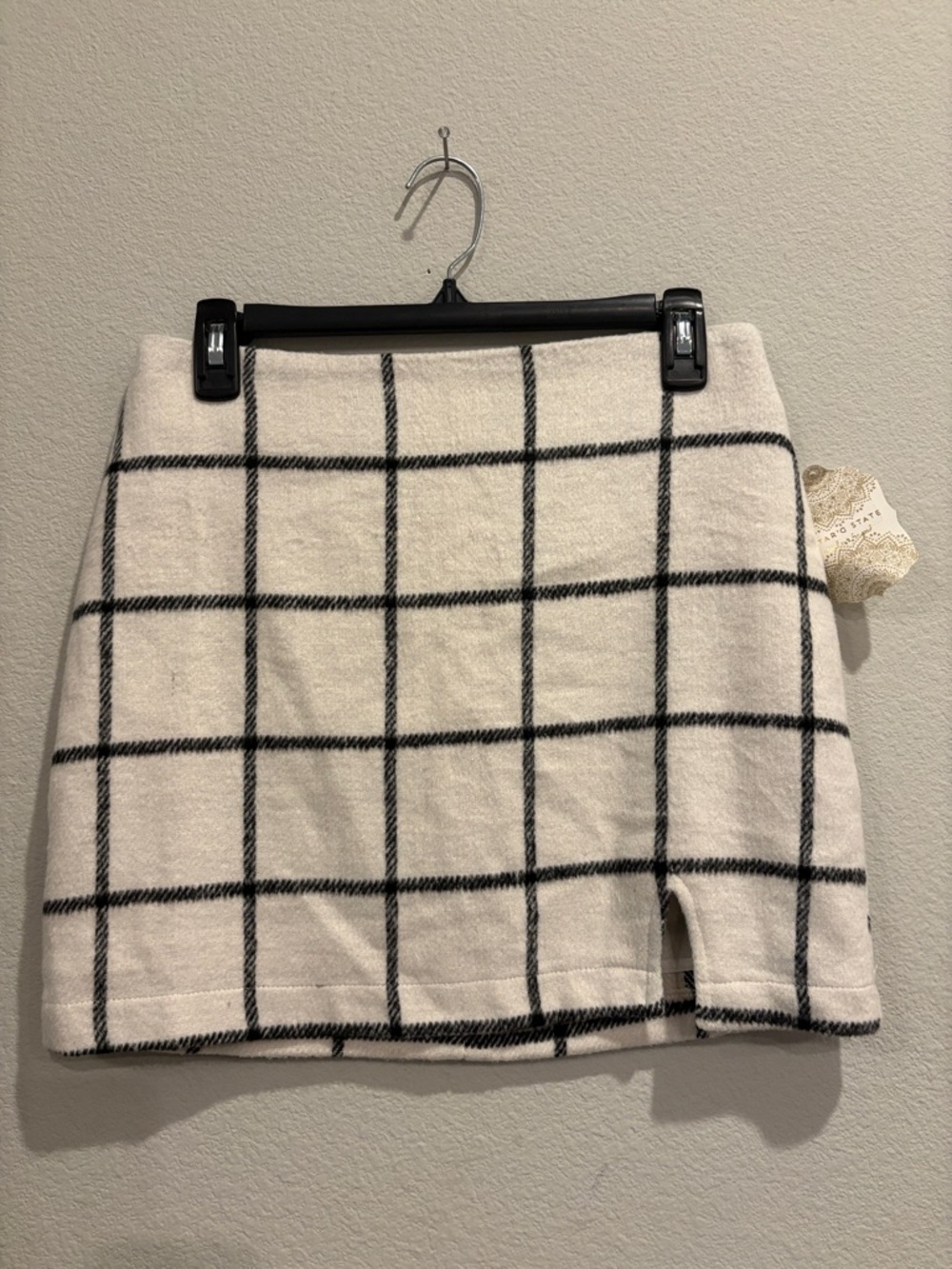 Altar'd State Black & Cream Windowpane Mini Skirt